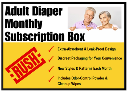 Adult Diaper Monthly Subscription Box Prank